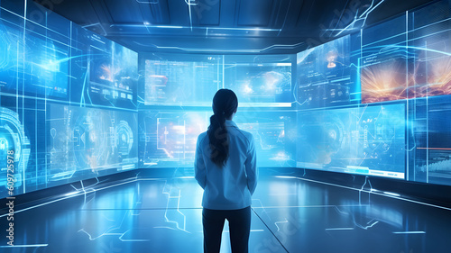 Future technology, Futuristic Woman. AI-generated © Adam