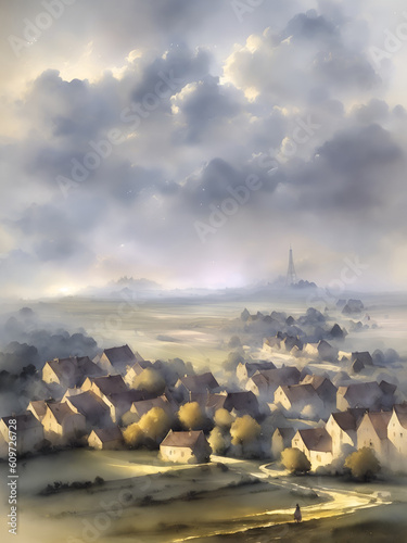 France Provance village. AI generated illustration