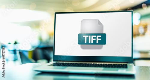 Laptop computer displaying the icon of TIFF file