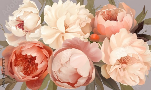  a bunch of flowers that are in a vase on a table with a gray background and a pink and white flower in the middle of the picture.  generative ai