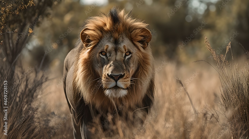 Portrait of a Lion in the Savanna