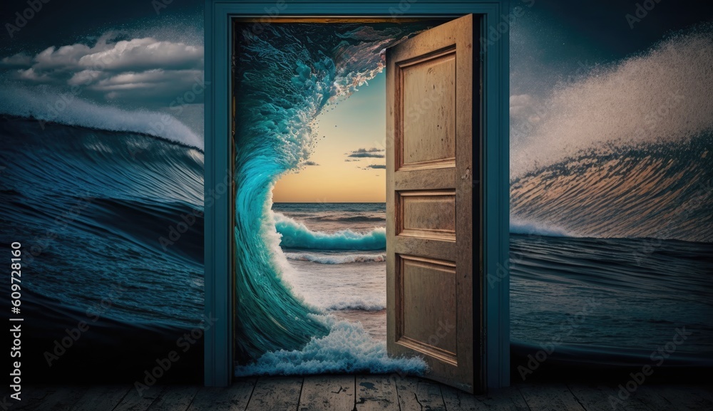 Fototapeta premium open door to the world of dreams