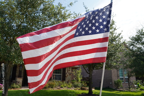 American Flag blowing in wind
