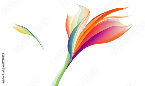  a colorful flower on a white background with a long stem in the center of the flower is a long stem with a long stem in the center of the flower is a.  generative ai