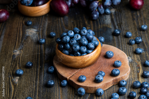 Ripe blueberries on the table