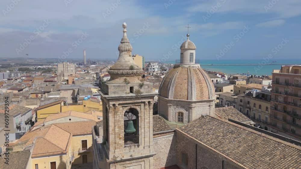 flying clockwise around church dome in Gela Sicily flying clockwise around church dome in Gela Sicily