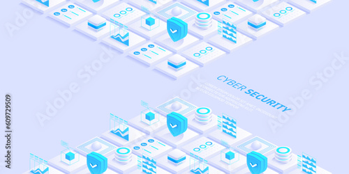 Cyber security. Data protection. Information privacy. Global network security. Technology background for banners, posters, site templates, mobile applications. Vector illustration