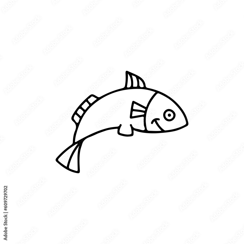 Fototapeta premium fish doodle vector illustration line concept