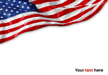 American flag on white background