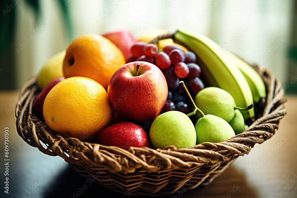 basket of fruits. Generative AI basket of fruits. Generative AI