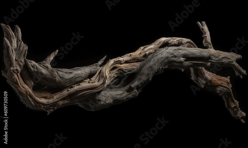  a branch of a tree that has been cut in half and is still attached to a black background with a black background and a black background. generative ai