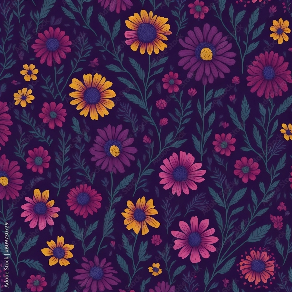Vibrant Wildflowers seamless floral pattern Vibrant Wildflowers seamless floral pattern
