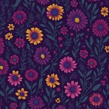 Vibrant Wildflowers seamless floral pattern