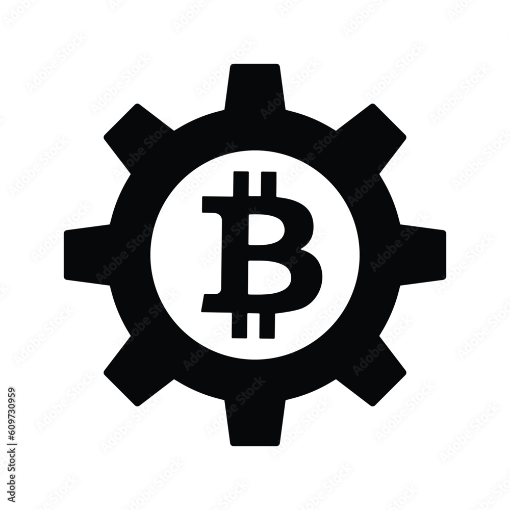 Bitcoin mechanic symbol icon. Bitcoin mechanic symbol icon.
