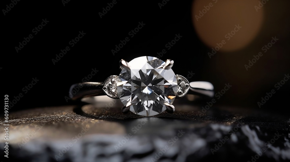 Diamond Engagement Ring, Diamond, Ring image created by Generative AI
