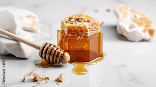 Honey, Pure Honey, Honeycomb, Honey Jar image created by Generative AI