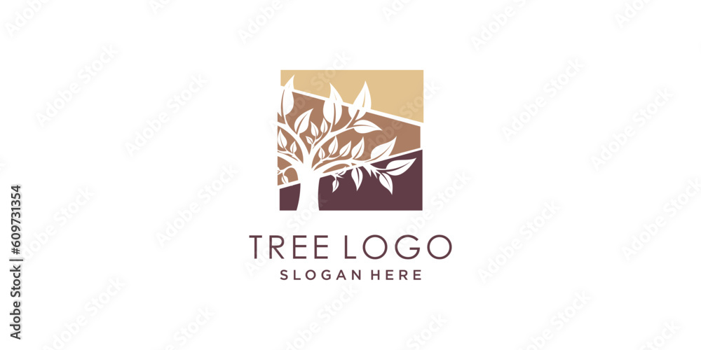 Nature logo design vector with tree and leaf style Nature logo design vector with tree and leaf style