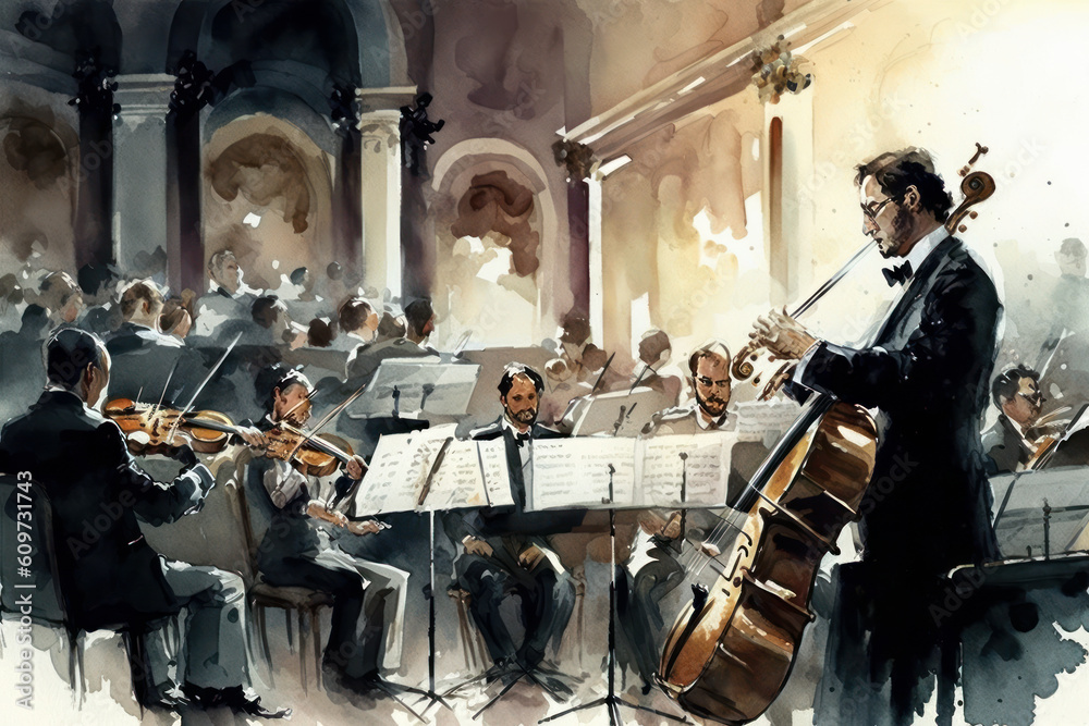Fototapeta premium Soloist in a symphony orchestra. Generative AI.