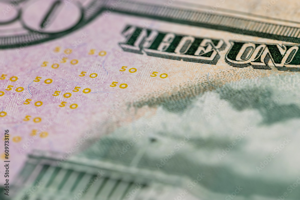 Obraz premium details of the American fifty dollar banknote
