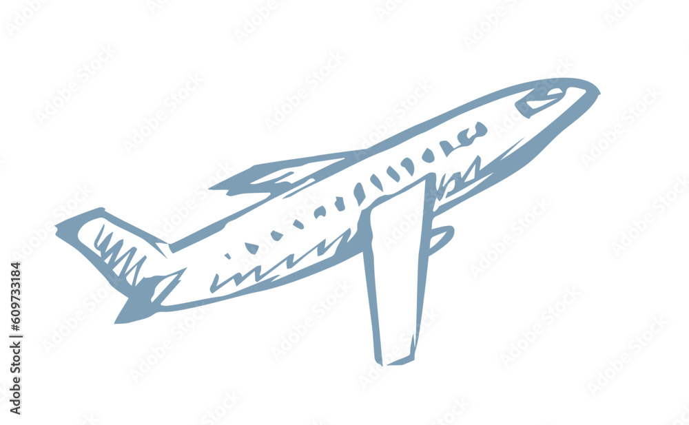 Vector drawing. Airport and aircraft