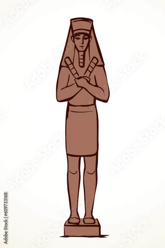 Vector drawing. Egyptian male statue