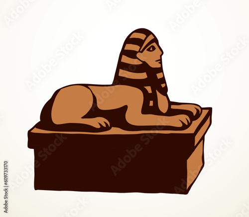 Vector drawing. Egyptian sphinx monument