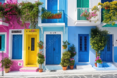 Klima is a lovely fishing village on the Greek island of Milos, with white houses and colourful doors. Generative AI photo