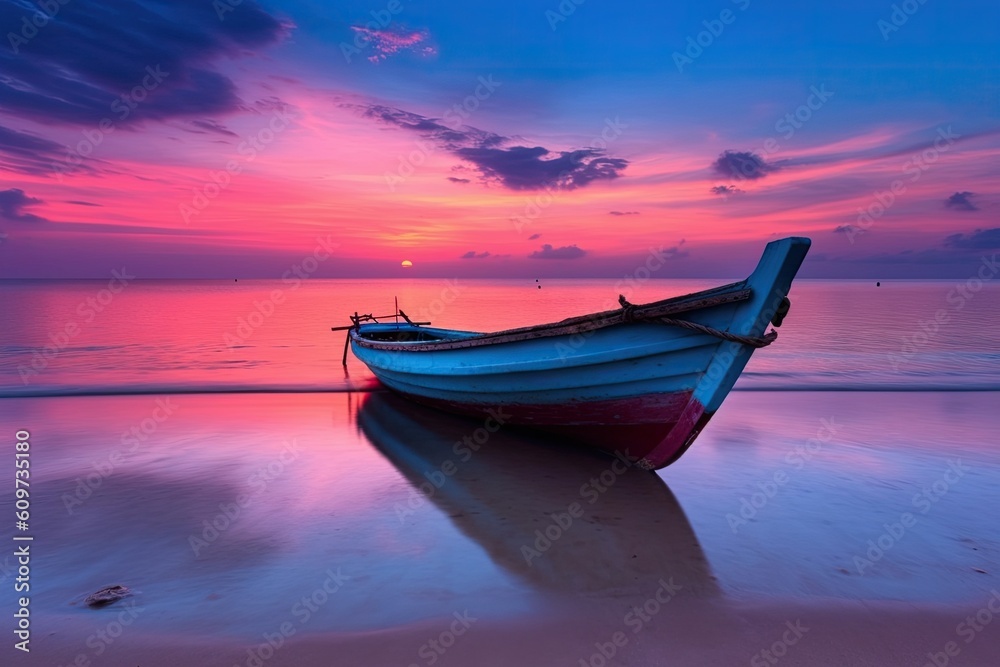 small_boat_in_the_ocean_at_sunset