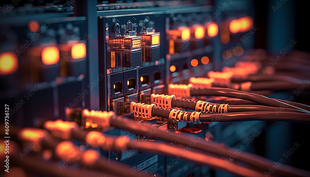 Concept image of cables and connections for data transfer in the ...