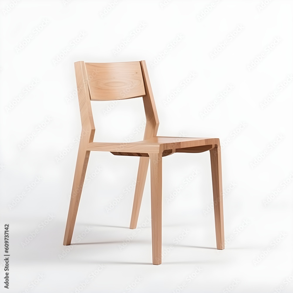 Wooden chair isolated on white, AI generated