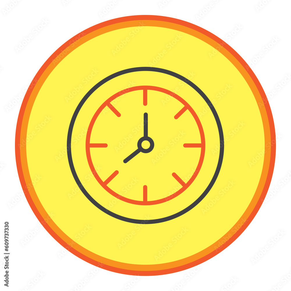 clock circular vector icon with yellow background and orange border clock circular vector icon with yellow background and orange border