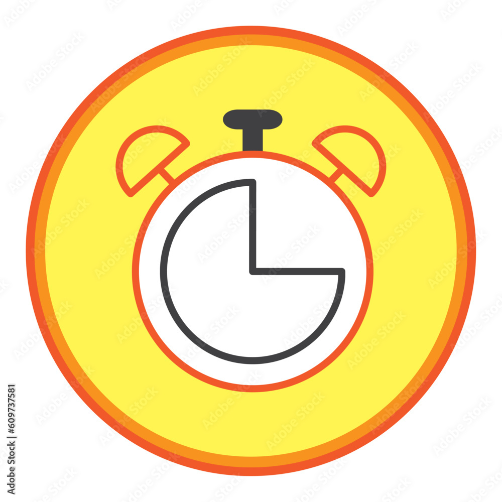 stopwatch vector icon with yellow background and orange lines stopwatch vector icon with yellow background and orange lines