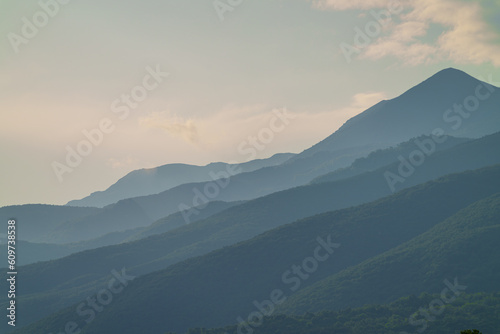 beautiful Layers of foggy mountain in Greece © AdobeTim82