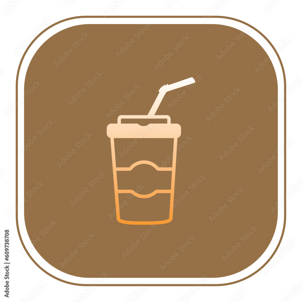 coffee glass vector icon with brown background coffee glass vector icon with brown background
