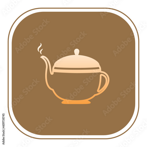 teapot vector icon with brown background