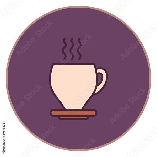 coffee glass vector icon with purple background