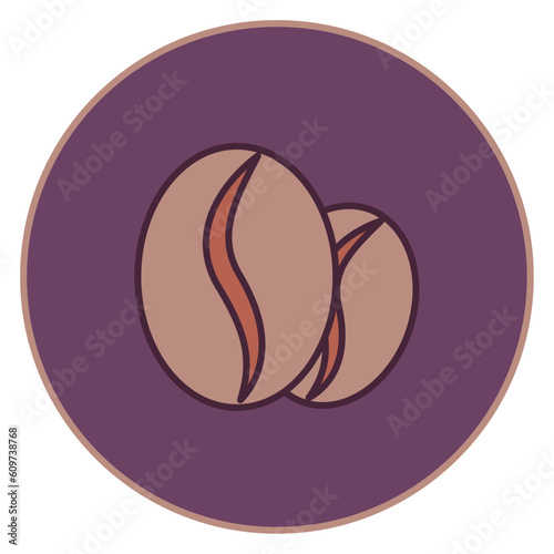 coffee bean vector icon with purple background