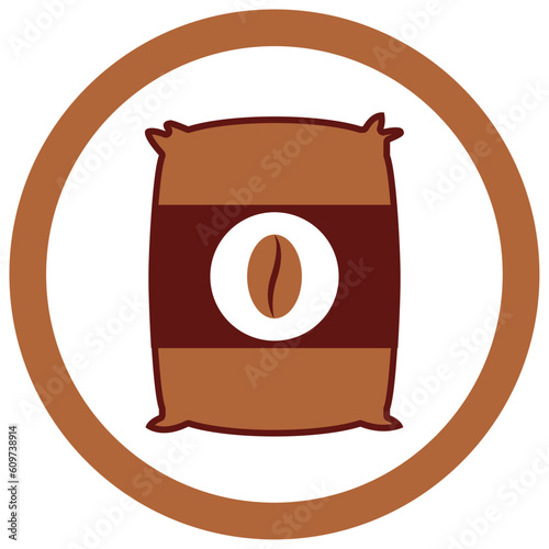 vector icon of a bag full of coffee with white background
