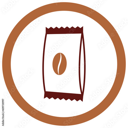vector icon of a bag full of coffee with white background