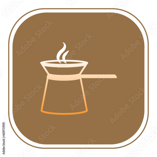 coffee mug vector icon with brown background