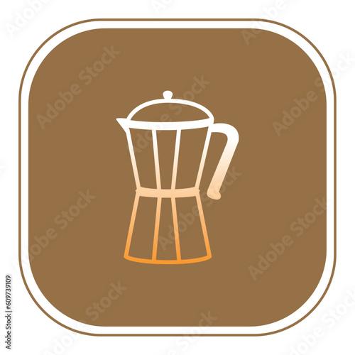 coffee mug vector icon with brown background