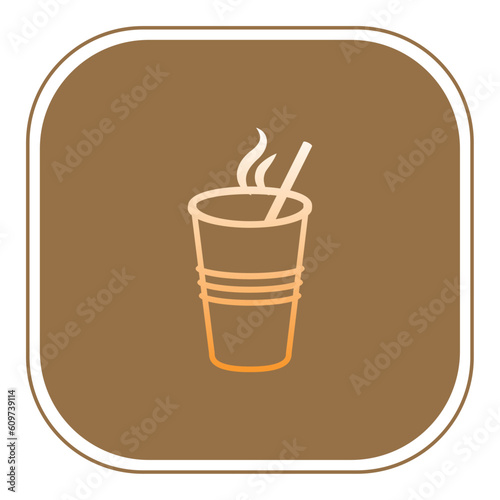 coffee glass vector icon with brown background
