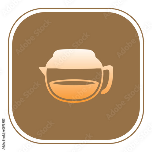 coffee mug vector icon with brown background