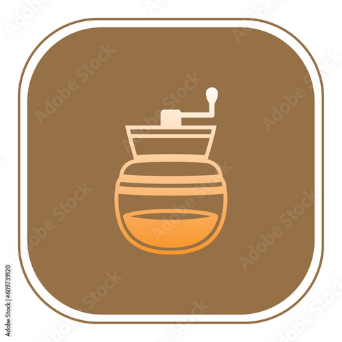coffee mug vector icon with brown background