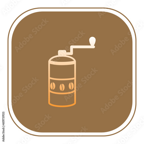 coffee grinder vector icon with brown background