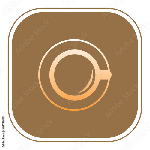 coffee cup vector icon with brown background