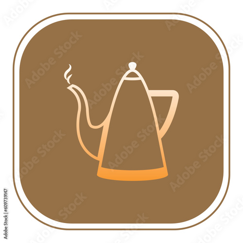 coffee mug vector icon with brown background