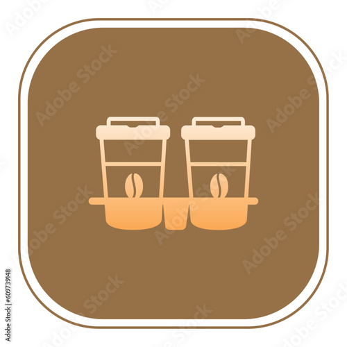 coffee glass vector icon with brown background