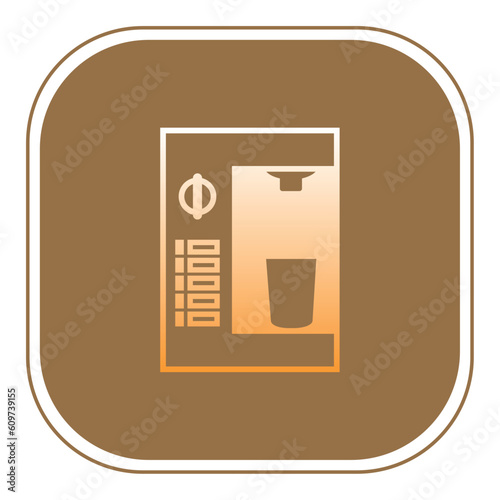 coffee maker vector icon with brown background