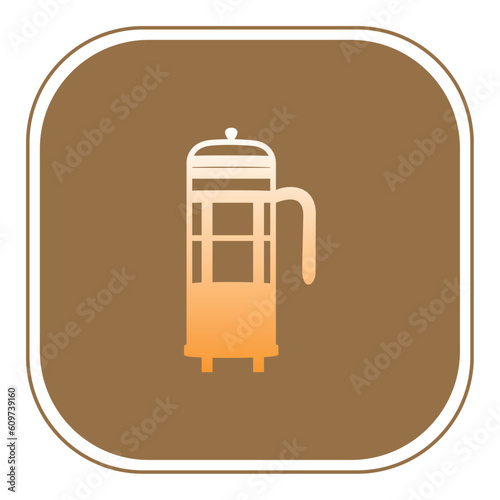 coffee thermos vector icon with brown background